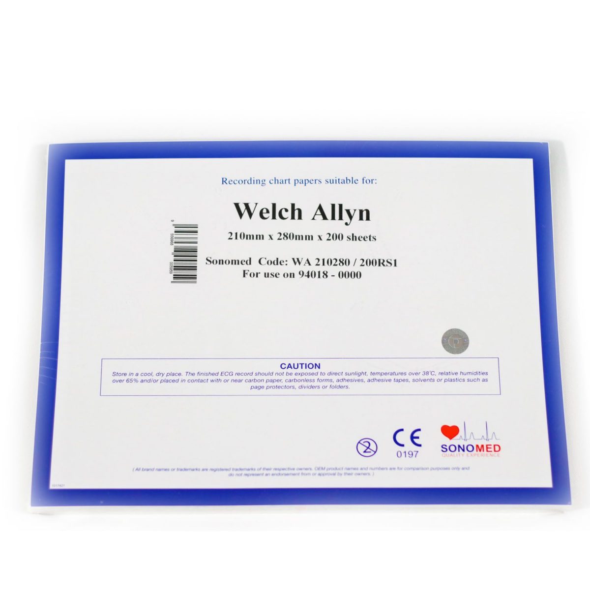 PAPEL PARA ECG 210MMX280MMX200MM CP100/150/200 WA210280/200RS1