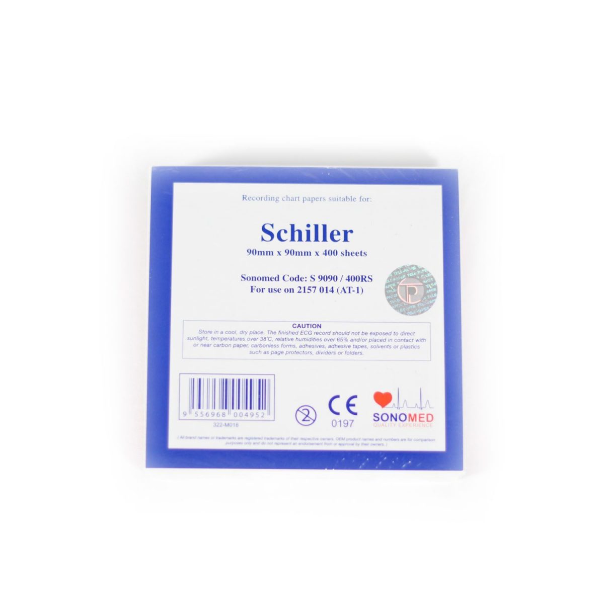 PAPEL PARA ECG SCHILLER 90MMX90MMX400SH S9090/400R